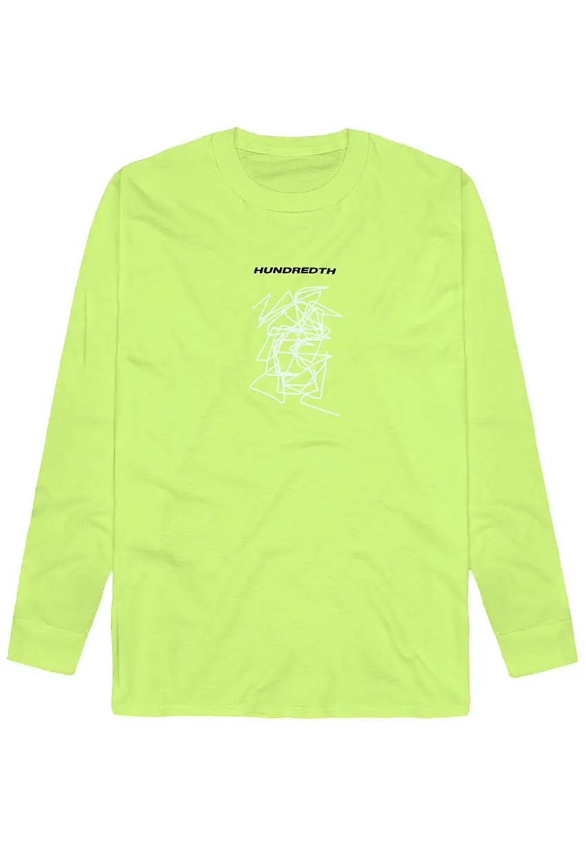 Hundredth - Scribble Safety Green - T-Shirt a maniche lunghe
