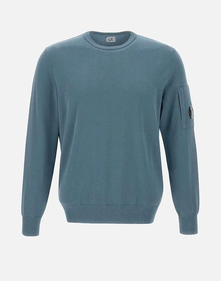"Cotton Crepe Crewneck Lens Knit" 23759297