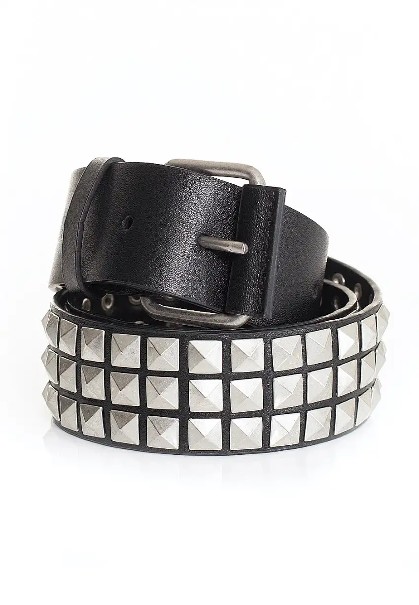 Ironnail - Three Rows Of Rivets Black/Silver - Cintura