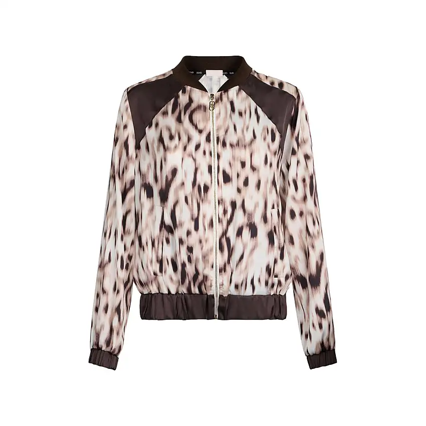 Bomber Donna in raso animalier