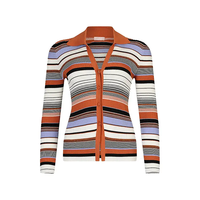 Cardigan Donna a righe con colletto