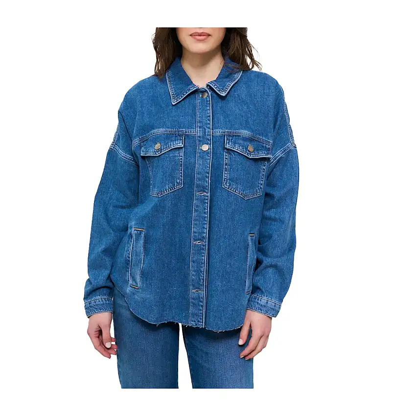Giacca Donna in denim lavaggio medio