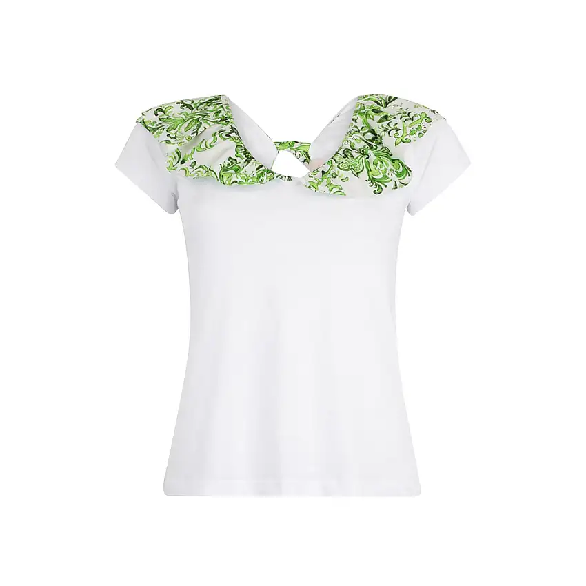 T-shirt Donna con rouches floreale