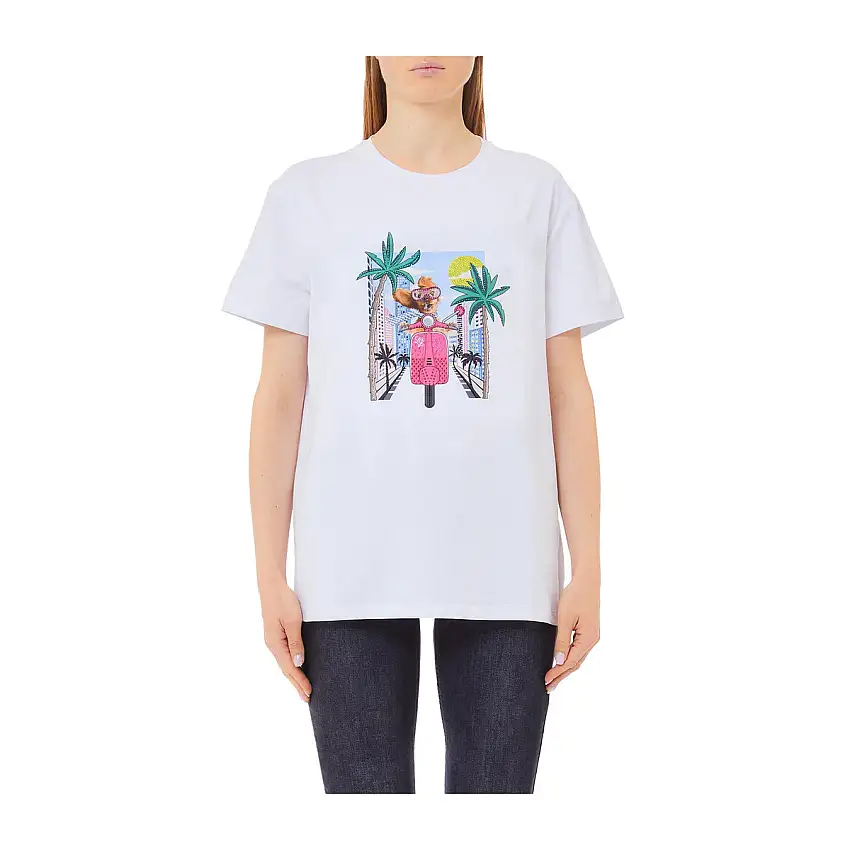 T-shirt Donna con stampa e strass