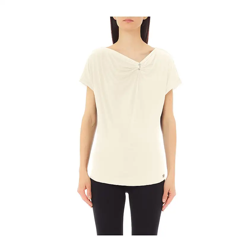 T-shirt Donna scollo con dettaglio gioiello