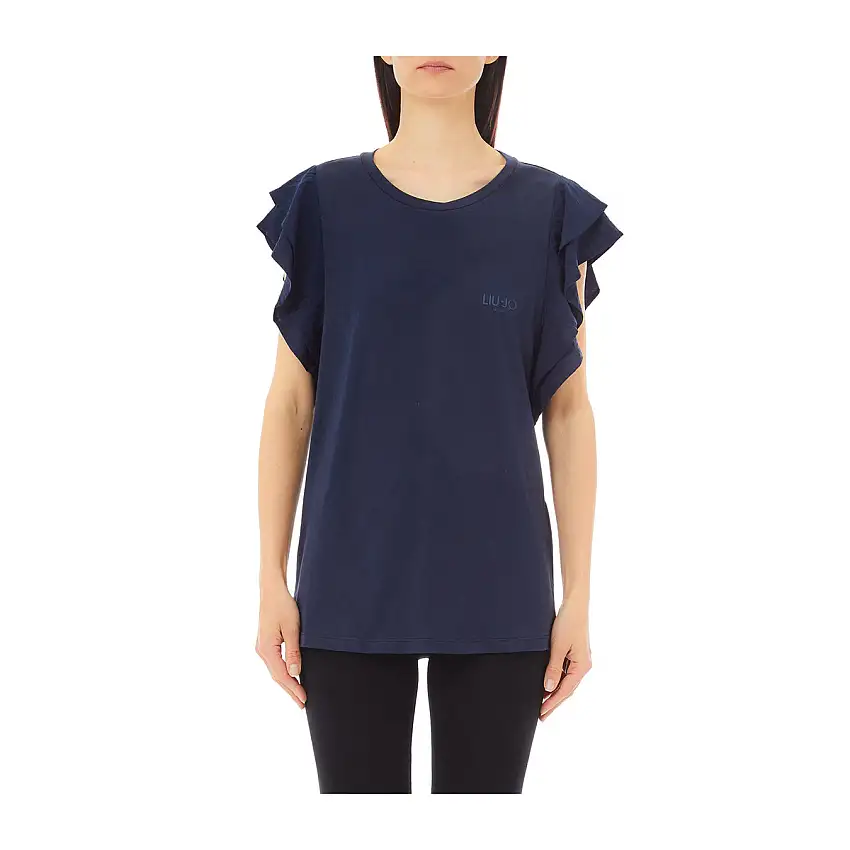 T-shirt Donna tinta unita con rouches