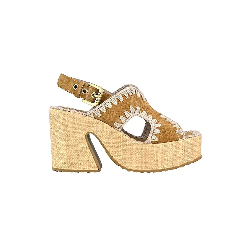 Sandalo Donna rafia platform