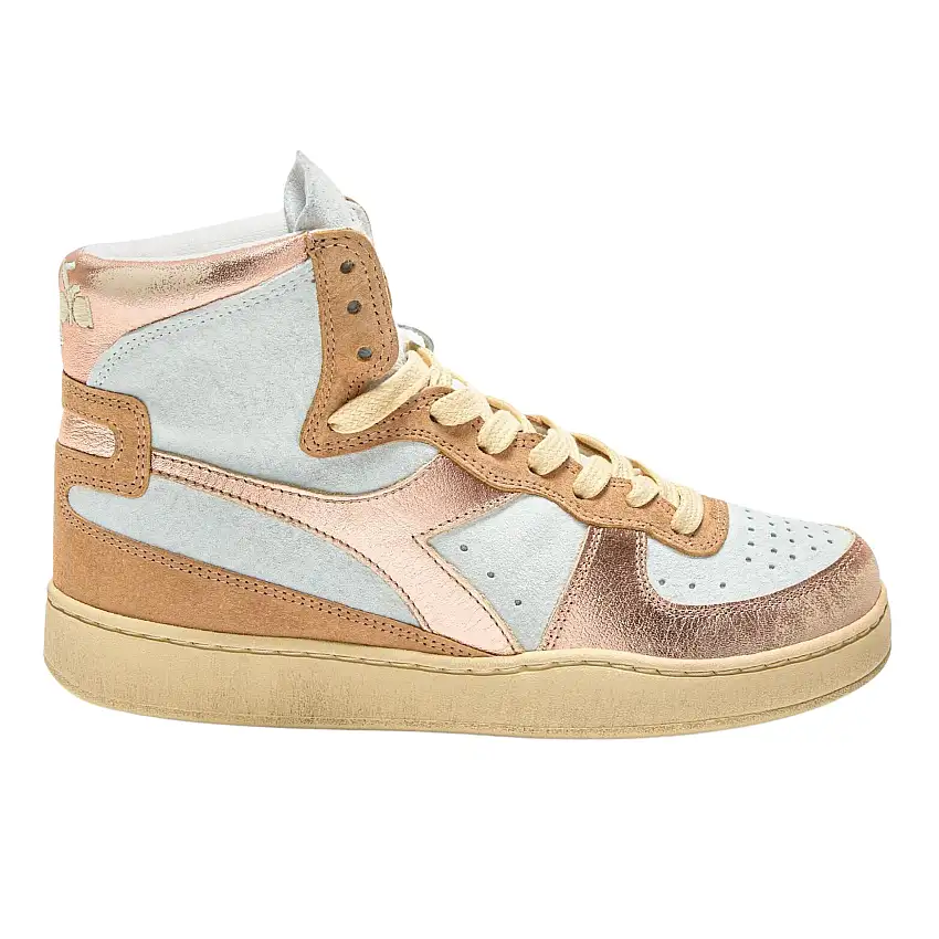 Diadora Heritage Sneaker MI Basket Metal In Pelle Effetto Used Beige Donna