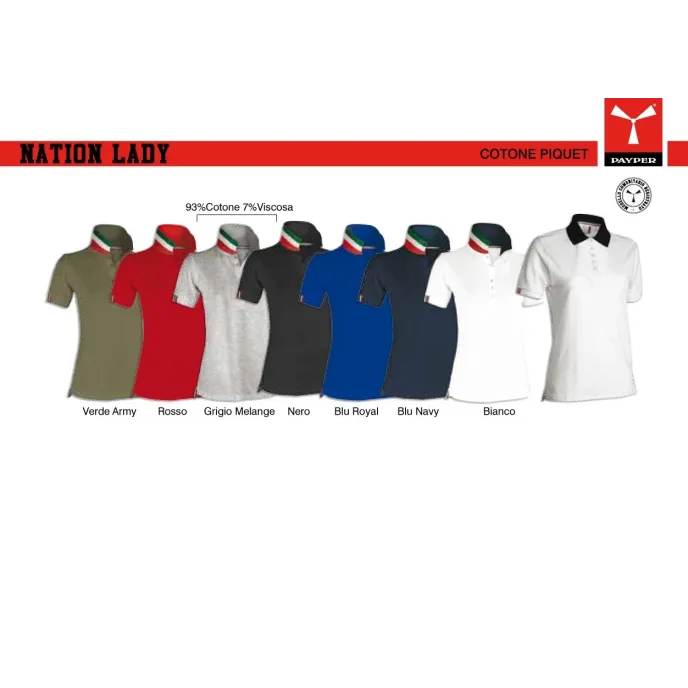 Polo Nation Donna a Manica Corta con Nastro di Rinforzo Laterale - Payper AY 7422
