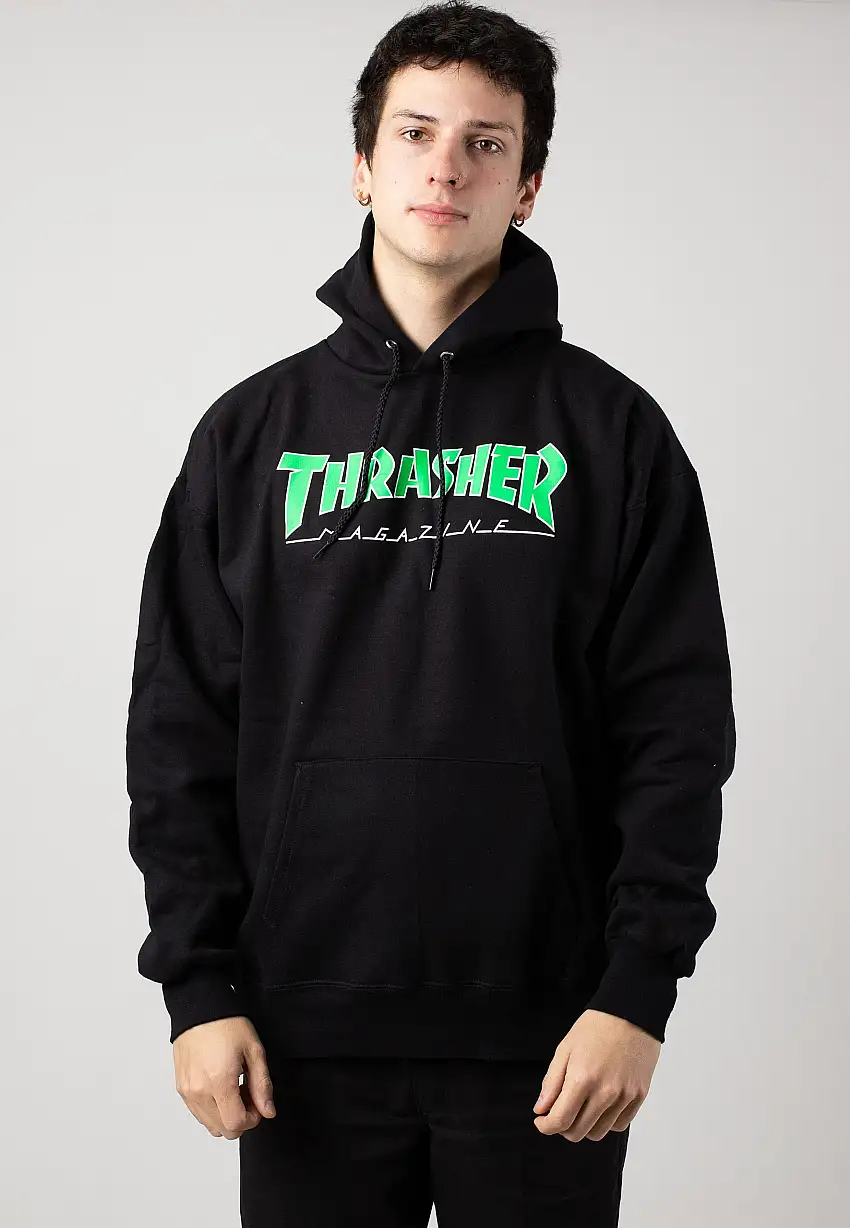 Thrasher - Outlined Black Green - Felpa con cappuccio